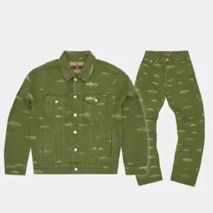Corteiz Alcatraz Pattern Tracksuit Khaki