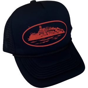 Corteiz Alcatraz Trucker Hat Black Red
