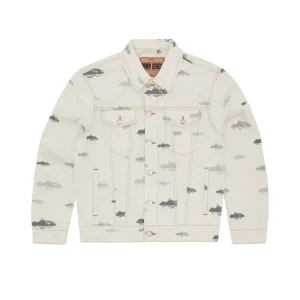 Corteiz ALCATRAZ PATTERN DENIM JACKET Cream